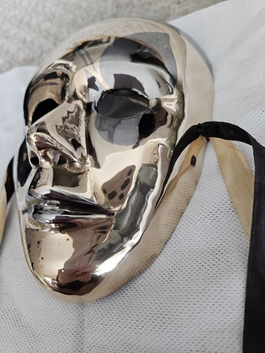 Mask Mardi Gras Brass Bronze Decorative, 4.5”x 6.75" Hanging Highly Polished