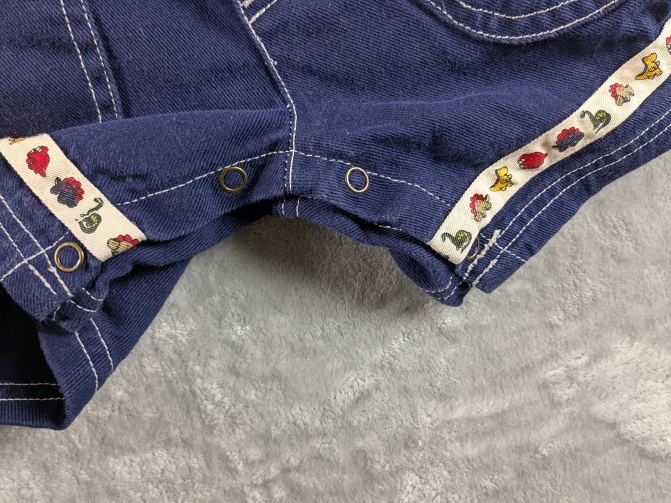 复古恐龙工作服 学步儿童 男孩 2T 蓝色牛仔短裤 口袋 Snap — 第 3/4 张图片