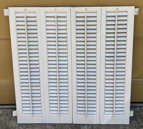 31 1/4" Tall x 30 1/4" Wide Wood Interior Louver Plantation Window Shutters VTG