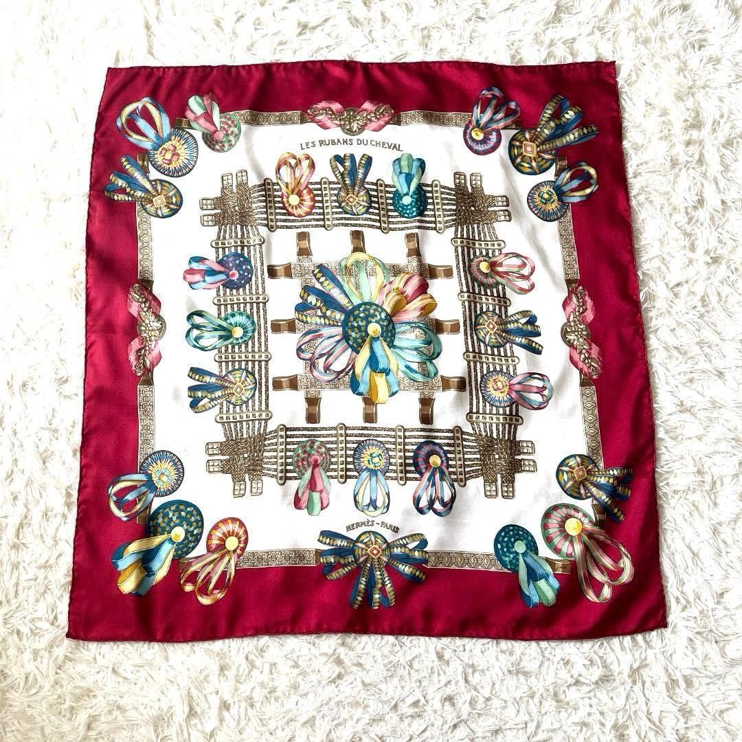 HERMES Carre 90 Silk 100% Scarf Multicolor Authentic G12091202