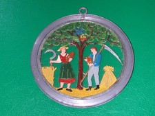 Glas Fenster Bild Rund Jahreszeiten Herbst Handarbeit