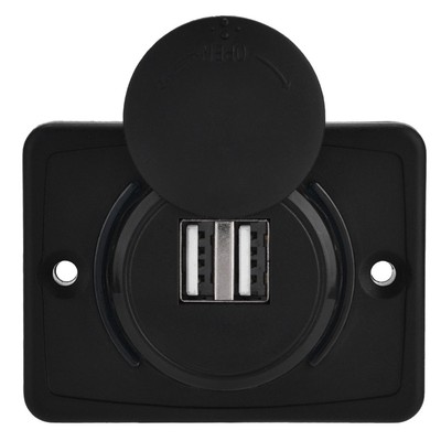 3.1A Car Dual Black ABS USB Port Socket Outlet 12V LED Waterproof