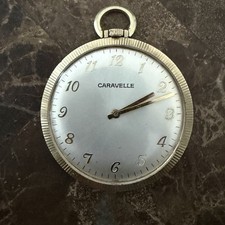 Vintage Caravelle Gold Toned Openface Pocket Watch Working Tested Good Conditio