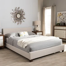 Baxton Studio Elizabeth Platform Bed Beige Queen