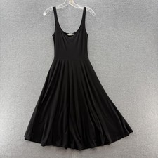 Reformation Dress Small Black Scoop Neck Tank Fit Flare Midi Maxi Stretch Jersey