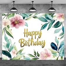 Versatile Green Leaf Birthday Party Backdrop, 70.8x90.5in - Polyester Photogra