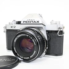 Asahi Pentax K2 35mm SLR Film Camera w/ SMC Pentax-M 50mm f/2 Lens Japan