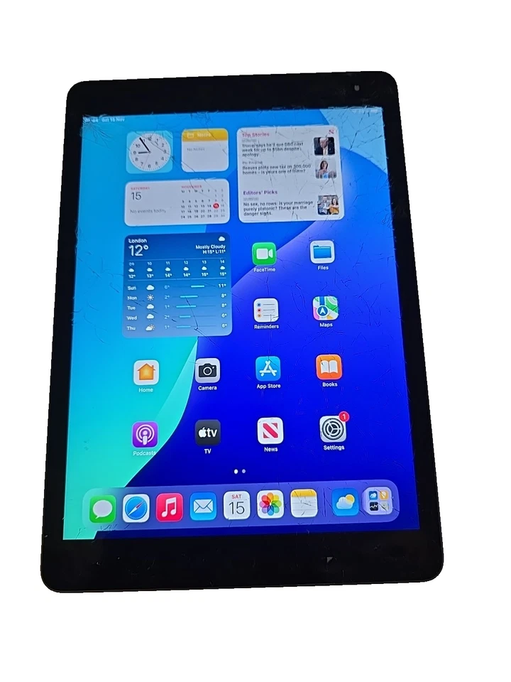 Apple iPad 9. Gen 64GB Wi-Fi + Cellular Space Grau gesprungenes Display. ( DK754