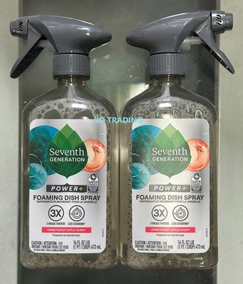 (2-Pk) SEVENTH GENERATION ~ POWER+ FOAMING DISH SPRAY Less Scrubbing Clean Fast