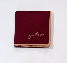HANDKERCHIEF VINTAGE JIM THOMSON RED COTTON POCKET SQUARE 17  