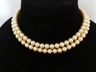 VTG. ESTATE UNMARKED JAPAN BOHEMIAN GLASS PEARL DEMI 2-STRAND NECKLACE 16" — photo 3