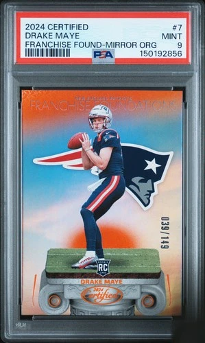2024 PANINI CERTIFIED FRANCHISE FOUNDATIONS ORANGE #7 DRAKE MAYE RC /149 PSA 9