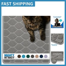 Elegant Slate Gray Cat Litter Mat 24x17 - Heavy Duty Gentle on Sensitive Paws