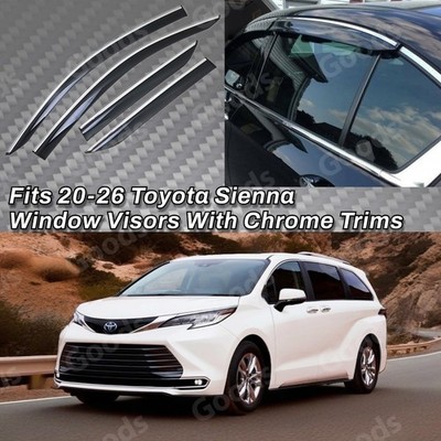 For Toyota Sienna 2020-2026 Chrome Trims Window Visors Vent Wind Rain Sun Guards