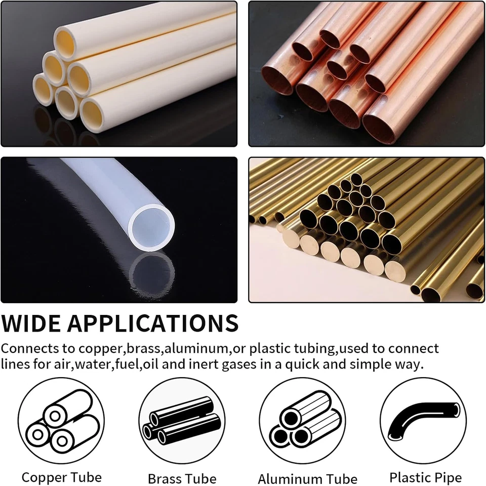 3/16" OD Sleeve Ferrules - 50 Heavy-Duty Brass Compression Sleeves & Nuts - Image 4 of 4