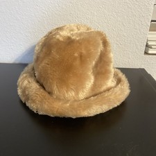 Vintage Brown Tan Faux Fur Hat Marche Brand