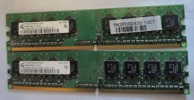 2x512MB=1GB, 1Rx8 PC2-5300U-555-12-D0,  HYS64T64000HU-3S-B - RAM Arbeitsspeicher