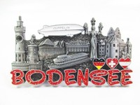 Bodensee Magnet Metall Souvenir Germany Zeppelin Meersburg Lindau Glitzer