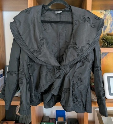 Lagenlook Jacke  Jäckchen  Kastig Edel Schwarz glänzend verspielt La Verite