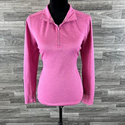 IZOD 1/4 Zip Mock Neck Long Sleeve Pink Pullover Golf Shirt Women's Size Medium