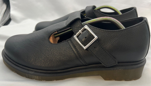 Dr Martens T Strap Mary Jane Polley PW Black Leather Women's Size US 10 EU 42