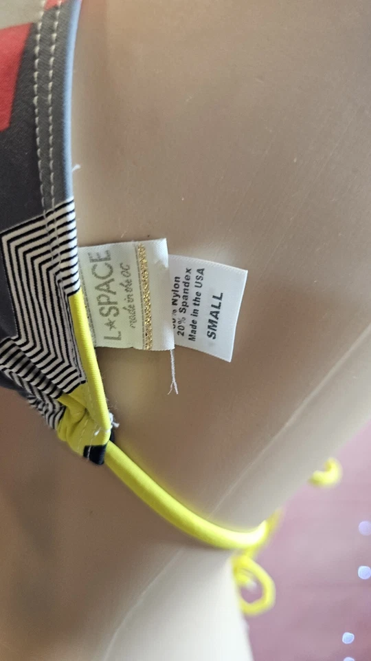 L*Espacio Multicolor Mosaico Halter Bikini Top Traje de Baño Acolchado Talla S Foto 4 de 4