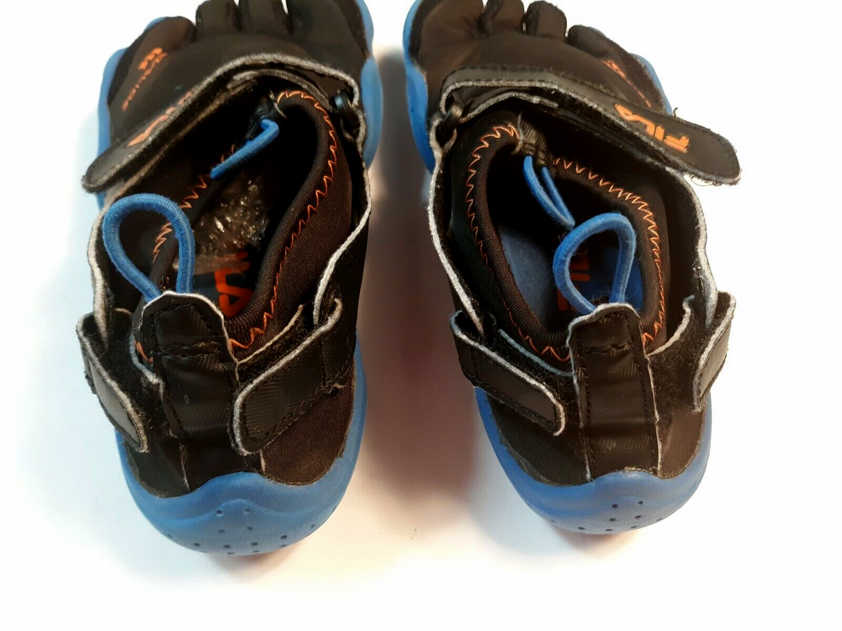 Fila EZ-Slide Big Kids Sz 2 SKELETOES Toe Shoes Black Blue