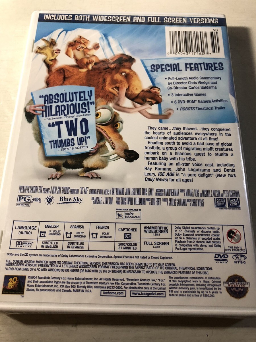 Ice Age (2002) DVD NEW Animated Adventure Comedy Ray Romano Denis