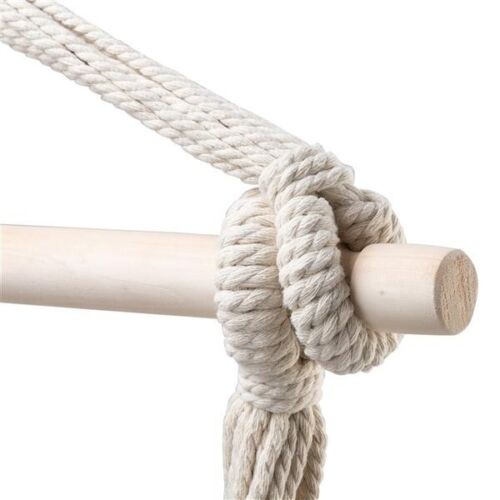 Hanging Chair Cotton Canvas Hanging Rope with 2 Pillows Outdoor Hammock, Beige - Picture 2 of 12