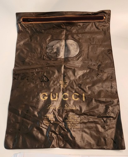 Vtg GUCCI Leather Goods Travel Wardrobe Zipper Dust Bag Plastic 19.5" ITALY "B"