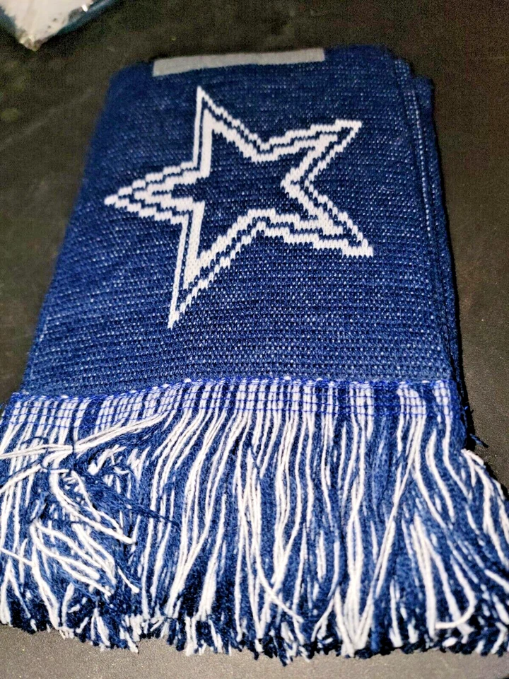 Dallas Cowboys Gray Scarf Knit Winter Neck - Double Sided Big Team Logo New Navy - Image 2 of 4