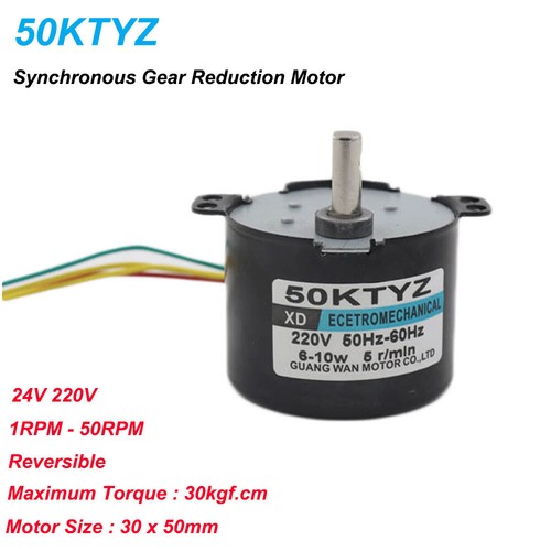 Motore Sincrono 68KTYZ AC220V 28W | 30RPM Con Regolatore Di Giri | Per Automazione, Tendaggi, Macchine Colla | Ingranaggi Metallici - Foto 3