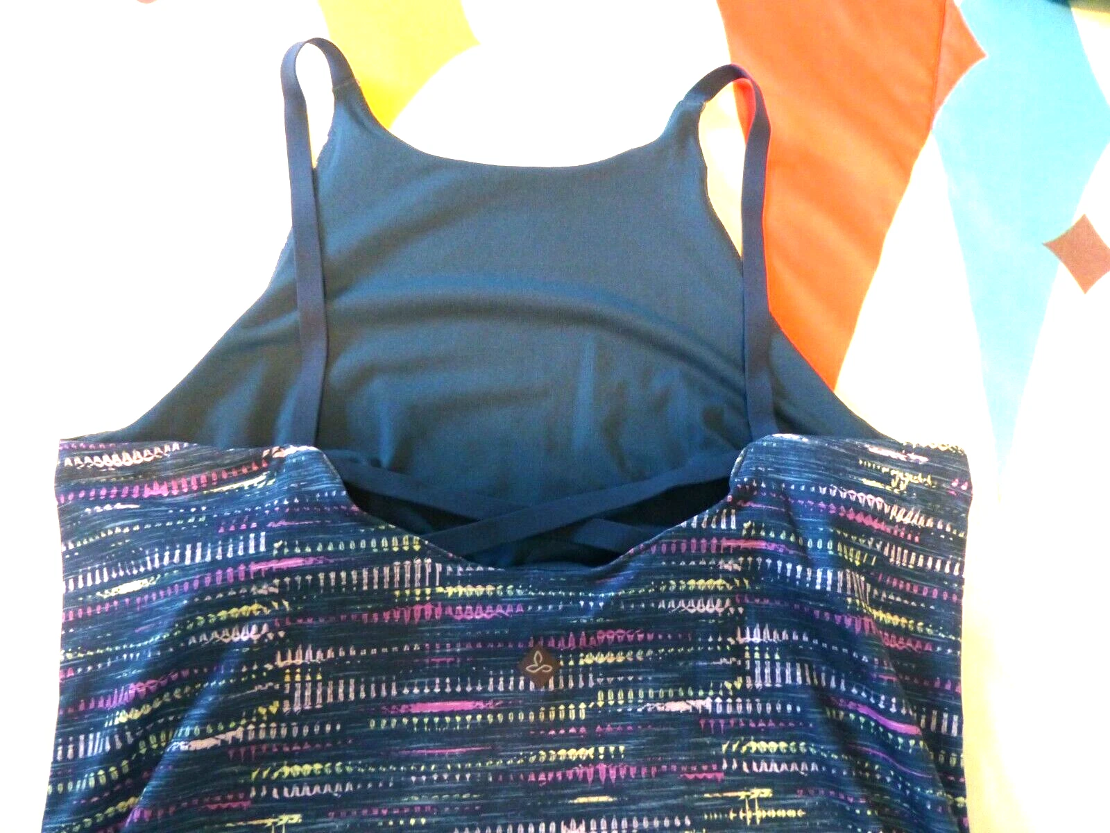prana emsley high neck active strappy back built in bra tank-top