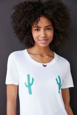 Small White Short Sleeve Tee Size S Cactus Graphic Truly Madly Deeply T Shirt