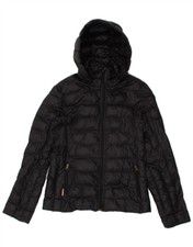 New Balance Womens Hooded Padded Jacket Uk 12 Medium Black Polyamide Ap14