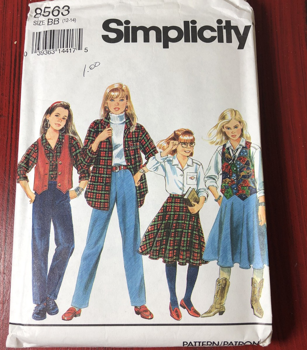 スカート　 Old England size 34 Vintage 1993 Simplicity Pattern 8563 Sz 12-14 UnCut Girls