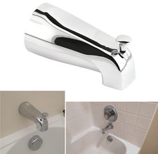 US Standard Bath Slip-On Diverter Polished Chrome 4in Tub Spout For 1/2"