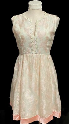 Vintage Dress 1960's Fit and Flare Pink Polka Dot Ivory Silver Rockabilly  9/10 | eBay
