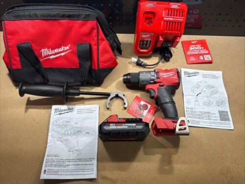 UNUSED Milwaukee M18 Fuel Brushless 1/2” Hammer Drill Kit, 3.0 HO, Rapid Charger