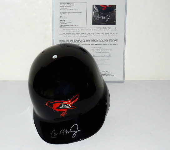 CAL RIPKEN JR AUTOGRAPHED FULL SIZED BATTING HELMET (ORIOLES) JSA COA! 
