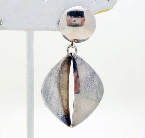SINGLE Georg Jensen Denmark Sterling Silver 57mm Long Drop/Dangle Post Earring - Picture 2 of 4