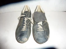 Vintage Spot-Bilt Black & White Leather Football Metal Cleats Men Size 10