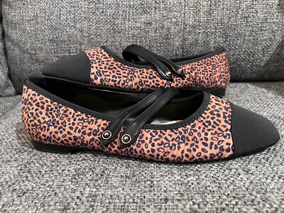 C. Paravano CLARA Animal Print Two-Tone Double-Strap Mary Jane Shoes  40.5/9