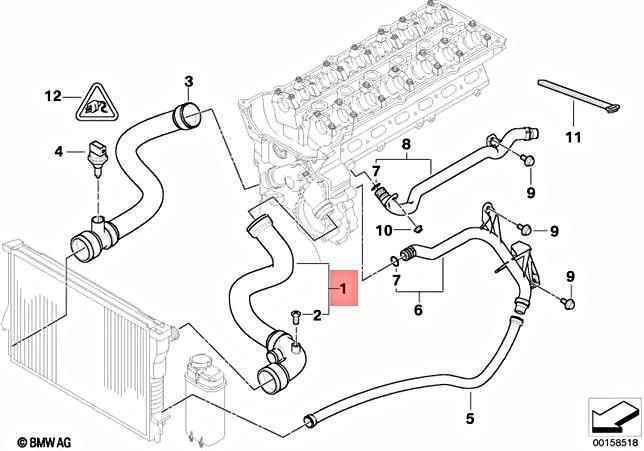 Genuine BMW E46 Cabrio Radiator Cooling System Water Hose OEM 