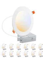 12 Pack of 6-inch Recessed LED Downlights 3CCT (3000K 4000K 5000K) Dimmable 