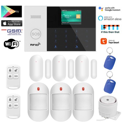 H22 Tuya WiFi APP GSM Wireless Home Security Alarm System+Alexa+Google Assistant