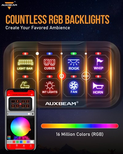 AUXBEAM Upgraded RGB 8 Gang Switch Panel Remote Control Electronic Relay System - Bild 6 von 12