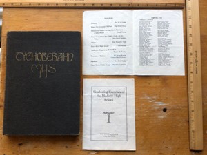 1914 Madison High School Tychoberahn Yearbook + 2  Paper Graduation Programs