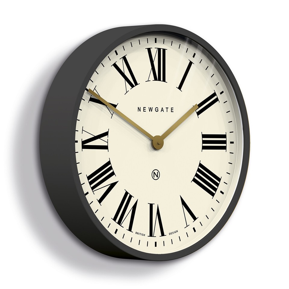Newgate® - Mr Butler Wall Clock Dark Grey with Cream Roman Dial Gold ...