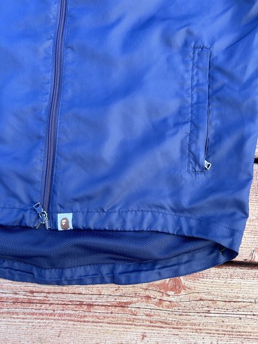 BAPE Navy Blue Windbreaker Jacket Sz M Long Sleeve A Bathing Ape Logo Polyester - Picture 4 of 12